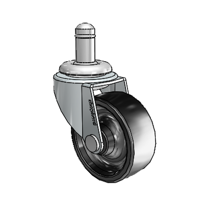 Regent Grip Ring Zinc Swivel Caster with 2 x .8125 Black Polyolefin Wheel