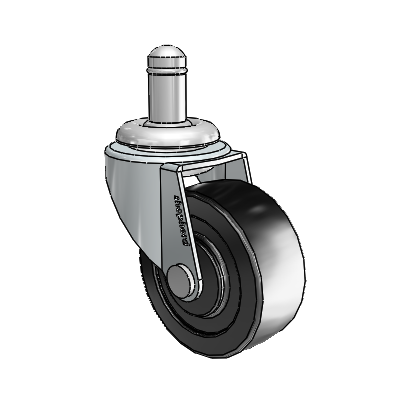 Regent Grip Ring Zinc Swivel Caster with 2 x .8125 Black Polyolefin Wheel