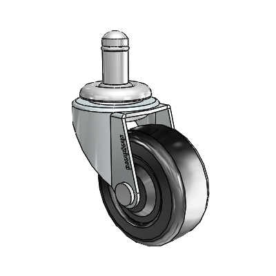 Regent Grip Ring Zinc Swivel Caster with 2 x .8125 Black Soft Rubber Wheel