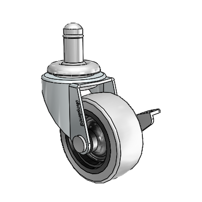 Regent Grip Ring Zinc Swivel Caster with 2 x .8125 Grey Thermoplastic Urethane Wheel and Side Brake