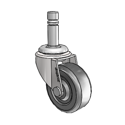 Regent Grip Ring Bright Chrome Swivel Caster with 2 x .8125 Black Hard Rubber Wheel