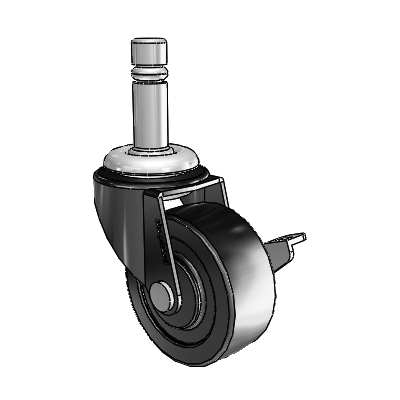 Regent Grip Ring Black Oxide Swivel Caster with 2 x .8125 Polyolefin Wheel and Side Brake