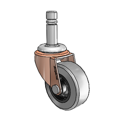 Regent Grip Ring Copper Oxide Swivel Caster with 2 x .8125 Grey Thermoplastic Rubber Wheel