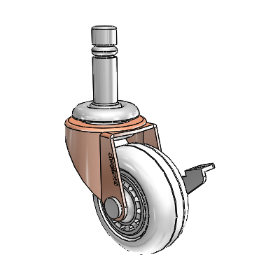 Regent Grip Ring Copper Oxide Swivel Caster with 2 x .8125 Clear Vipor Wheel and Side Brake