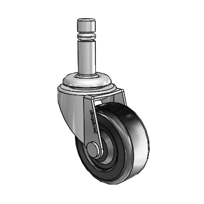 Regent Grip Ring Polished Nickel Swivel Caster with 2 x .8125 Black Soft Rubber Wheel