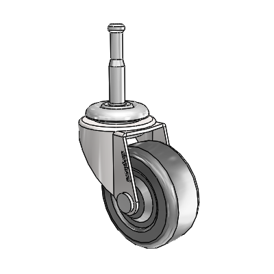 Regent Grip Neck Bright Chrome Swivel Caster with 2 x .8125 Black Hard Rubber Wheel