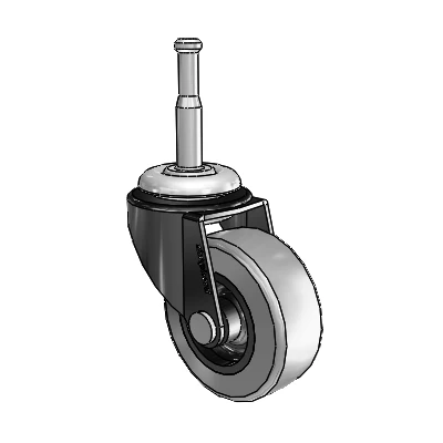 Regent Grip Neck Black Oxide Swivel Caster with 2 x .8125 Grey Thermoplastic Rubber Wheel