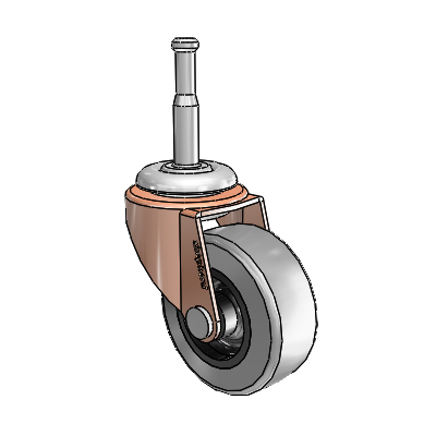 Regent Grip Neck Copper Oxide Swivel Caster with 2 x .8125 Grey Thermoplastic Rubber Wheel