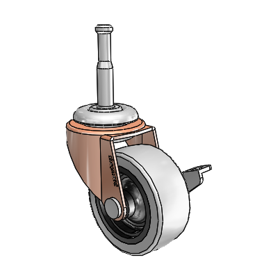 Regent Grip Neck Copper Oxide Swivel Caster with 2 x .8125 Grey Thermoplastic Urethane Wheel and Side Brake