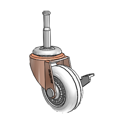 Regent Grip Neck Copper Oxide Swivel Caster with 2 x .8125 Clear Vipor Wheel and Side Brake