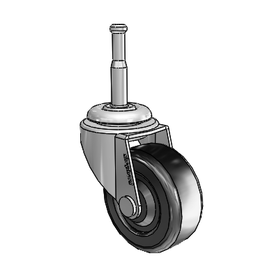 Regent Grip Neck Polished Nickel Swivel Caster with 2 x .8125 Black Soft Rubber Wheel