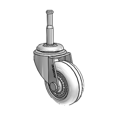 Regent Grip Neck Polished Nickel Swivel Caster with 2 x .8125 Clear Vipor Wheel