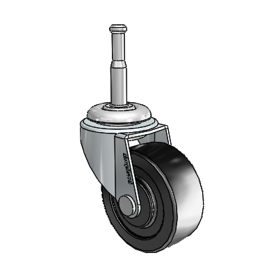 Regent Grip Neck Zinc Swivel Caster with 2 x .8125 Black Polyolefin Wheel