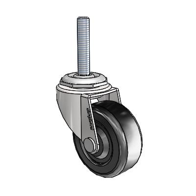 Regent Threaded Stem Bright Chrome Swivel Caster with 2 x .8125 Black Soft Rubber Wheel