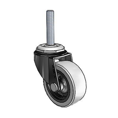 Regent Threaded Stem Black Oxide Swivel Caster with 2 x .8125 Grey Thermoplastic Urethane Wheel