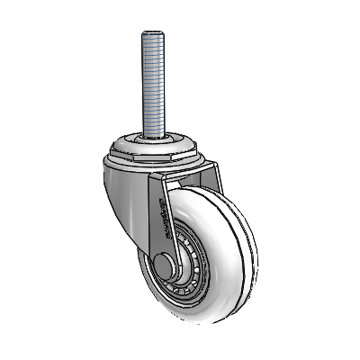 Regent Threaded Stem Polished Nickel Swivel Caster with 2 x .8125 Clear Vipor Wheel