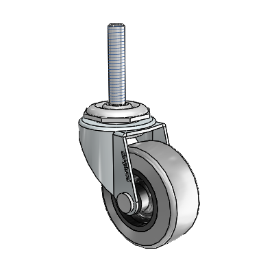 Regent Threaded Stem Zinc Swivel Caster with 2 x .8125 Grey Thermoplastic Rubber Wheel