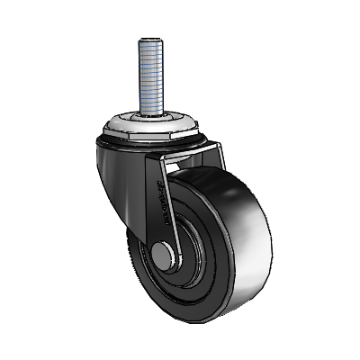 Regent Threaded Stem Black Oxide Swivel Caster with 2 x .8125 Polyolefin Wheel