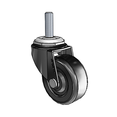 Regent Threaded Stem Black Oxide Swivel Caster with 2 x .8125 Soft Rubber Wheel