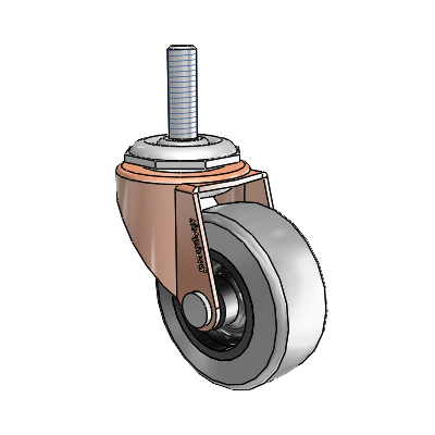Regent Threaded Stem Copper Oxide Swivel Caster with 2 x .8125 Grey Thermoplastic Rubber Wheel