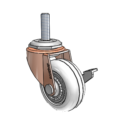 Regent Threaded Stem Copper Oxide Swivel Caster with 2 x .8125 Clear Vipor Wheel and Side Brake