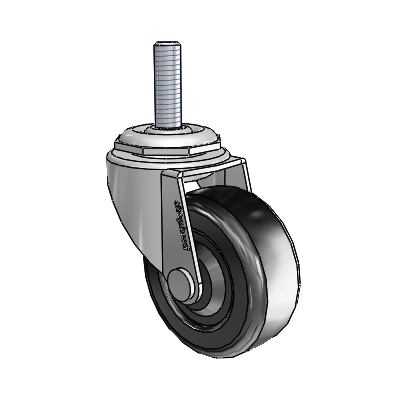 Regent Threaded Stem Polished Nickel Swivel Caster with 2 x .8125 Black Soft Rubber Wheel
