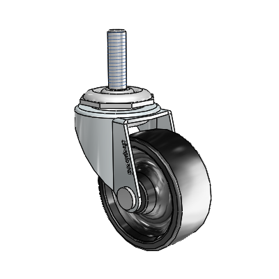 Regent Threaded Stem Zinc Swivel Caster with 2 x .8125 Black Polyolefin Wheel