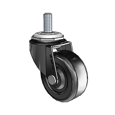 Regent Threaded Stem Black Oxide Swivel Caster with 2 x .8125 Soft Rubber Wheel