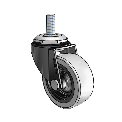 Regent Threaded Stem Black Oxide Swivel Caster with 2 x .8125 Grey Thermoplastic Urethane Wheel