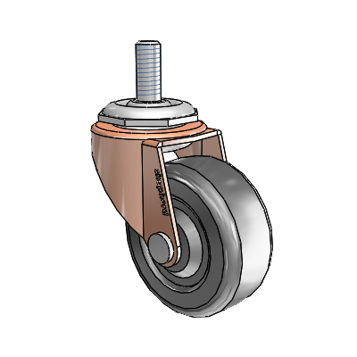 Regent Threaded Stem Copper Oxide Swivel Caster with 2 x .8125 Black Hard Rubber Wheel