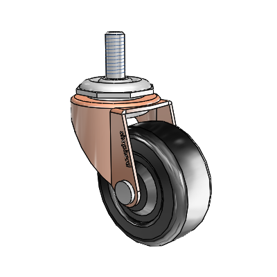 Regent Threaded Stem Copper Oxide Swivel Caster with 2 x .8125 Black Soft Rubber Wheel