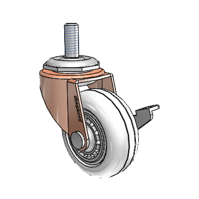 Regent Threaded Stem Copper Oxide Swivel Caster with 2 x .8125 Clear Vipor Wheel and Side Brake