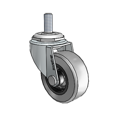 Regent Threaded Stem Zinc Swivel Caster with 2 x .8125 Grey Thermoplastic Rubber Wheel