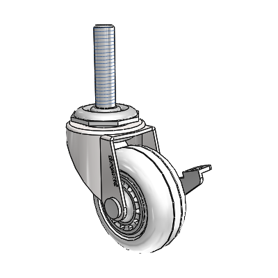 Regent Threaded Stem Bright Chrome Swivel Caster with 2 x .8125 Clear Vipor Wheel and Side Brake