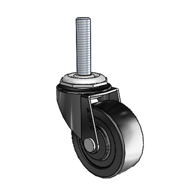 Regent Threaded Stem Black Oxide Swivel Caster with 2 x .8125 Polyolefin Wheel