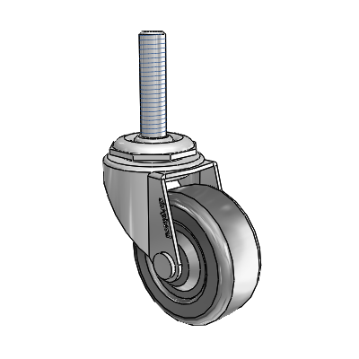 Regent Threaded Stem Polished Nickel Swivel Caster with 2 x .8125 Black Hard Rubber Wheel