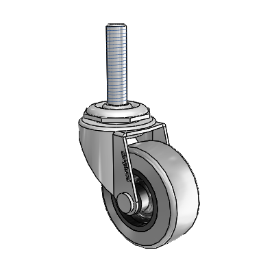 Regent Threaded Stem Polished Nickel Swivel Caster with 2 x .8125 Grey Thermoplastic Rubber Wheel