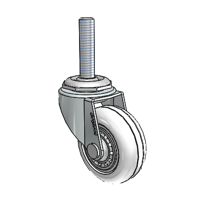 Regent Threaded Stem Zinc Swivel Caster with 2 x .8125 Clear Vipor Wheel