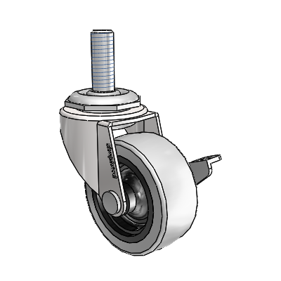 Regent Threaded Stem Bright Chrome Swivel Caster with 2 x .8125 Grey Thermoplastic Urethane Wheel and Side Brake
