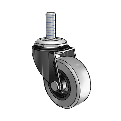 Regent Threaded Stem Black Oxide Swivel Caster with 2 x .8125 Grey Thermoplastic Rubber Wheel