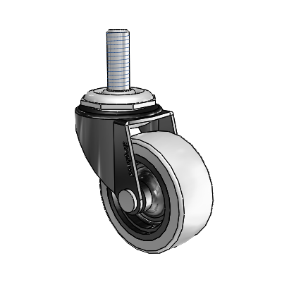 Regent Threaded Stem Black Oxide Swivel Caster with 2 x .8125 Grey Thermoplastic Urethane Wheel