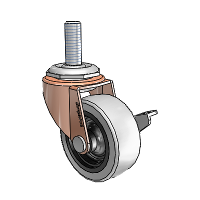 Regent Threaded Stem Copper Oxide Swivel Caster with 2 x .8125 Grey Thermoplastic Urethane Wheel and Side Brake