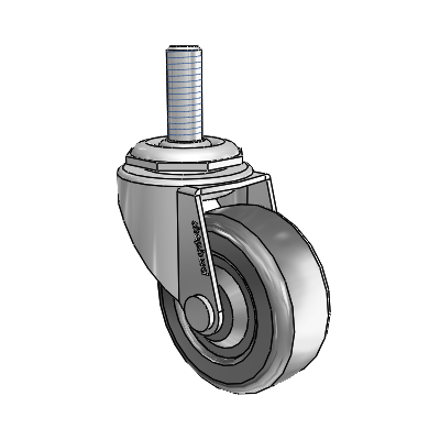 Regent Threaded Stem Polished Nickel Swivel Caster with 2 x .8125 Black Hard Rubber Wheel