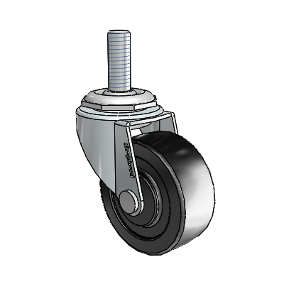 Regent Threaded Stem Zinc Swivel Caster with 2 x .8125 Black Polyolefin Wheel