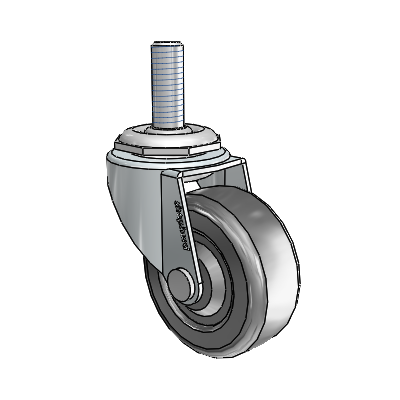 Regent Threaded Stem Zinc Swivel Caster with 2 x .8125 Black Hard Rubber Wheel