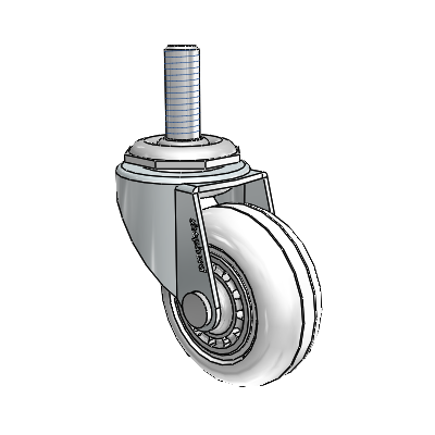 Regent Threaded Stem Zinc Swivel Caster with 2 x .8125 Clear Vipor Wheel