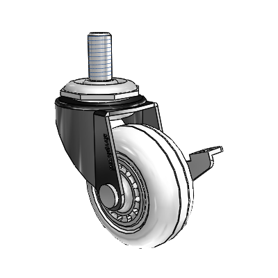 Regent Threaded Stem Black Oxide Swivel Caster with 2 x .8125 Clear Vipor Wheel and Side Brake