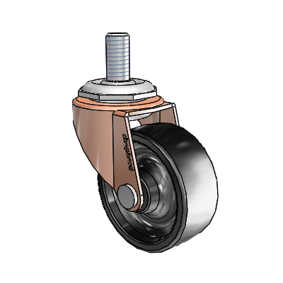 Regent Threaded Stem Copper Oxide Swivel Caster with 2 x .8125 Black Polyolefin Wheel