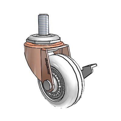Regent Threaded Stem Copper Oxide Swivel Caster with 2 x .8125 Clear Vipor Wheel and Side Brake