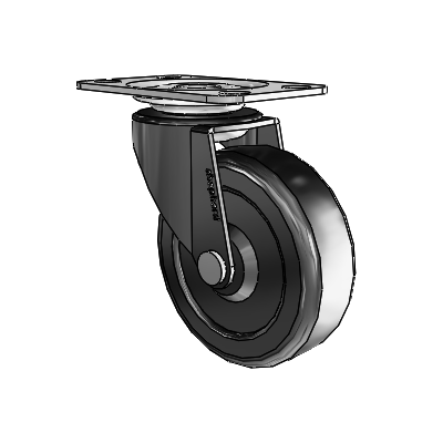 Roulette pivotante Regent à plaque supérieure oxydée noire, avec roue en caoutchouc dur de 2,5 x 0,8125
